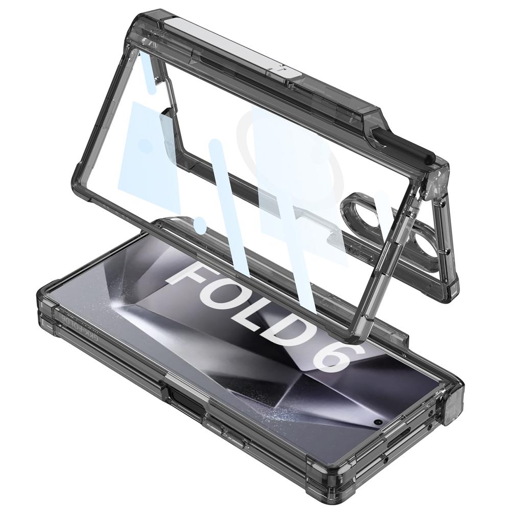 Прозрачный жесткий чехол для телефона из ПК для Samsung Galaxy Z Fold 6, противоударный чехол Z Fold 6 с кронштейном для защиты экрана