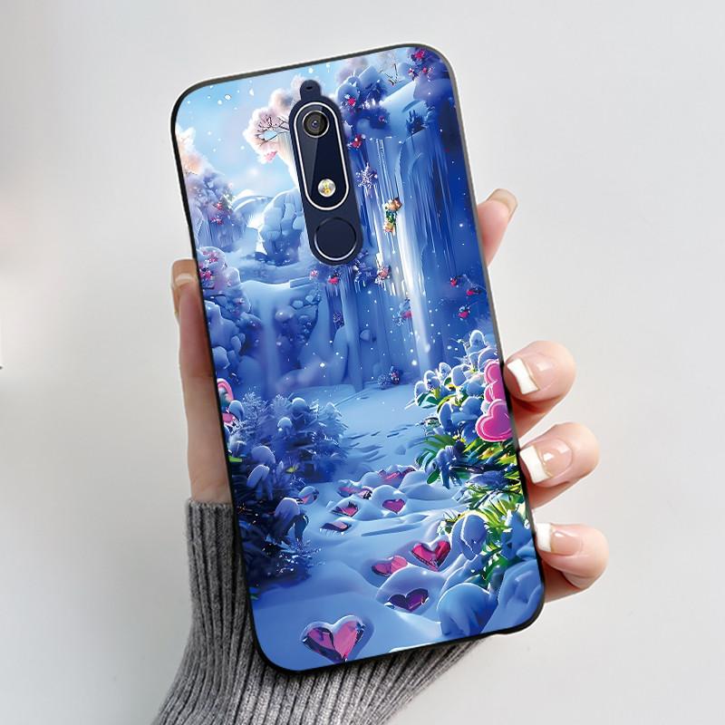 Милый Чехол Для Nokia 5.1/Nokia 5.1 Plus/Nokia X5/Nokia 5 Funda Чехол с Рисунком Защитная Крышка Мягкий Силикон Мультяшный Черный Корпус