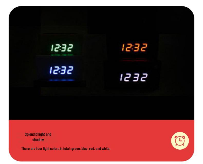 Smart Wooden Digital Alarm Clock with Night Light - Multi-functional Square Wall Clock for Students