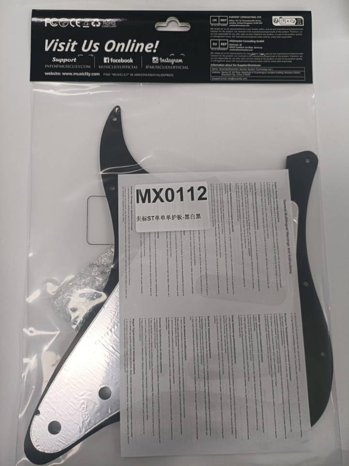Musiclily 11-отверстий SSS пикгард для электрогитар Fender American/Mexican Standard Stratocaster, черный, набор из 3 штук