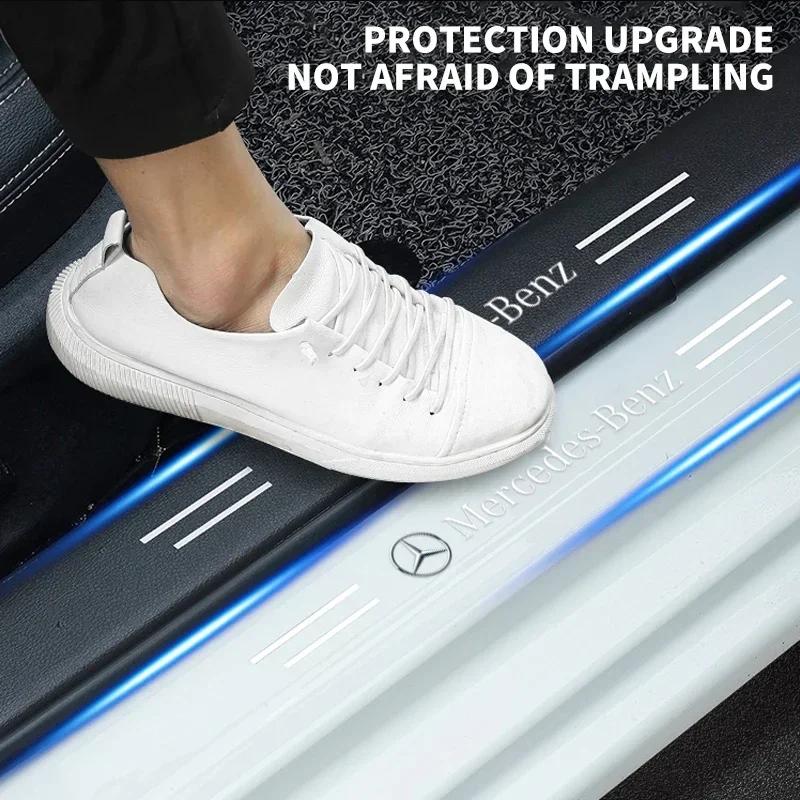 QBL2   Car Threshold Protector Transparent Decorative Badge Sticker For For Mercedes Benz AMG C E S A GLE CLC clase W221 W205 W176 W177