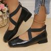 New French Retro Fashion Square Toe Middle Heel Mary Jane Shallow Toe Shoes for Dance Single Shoes