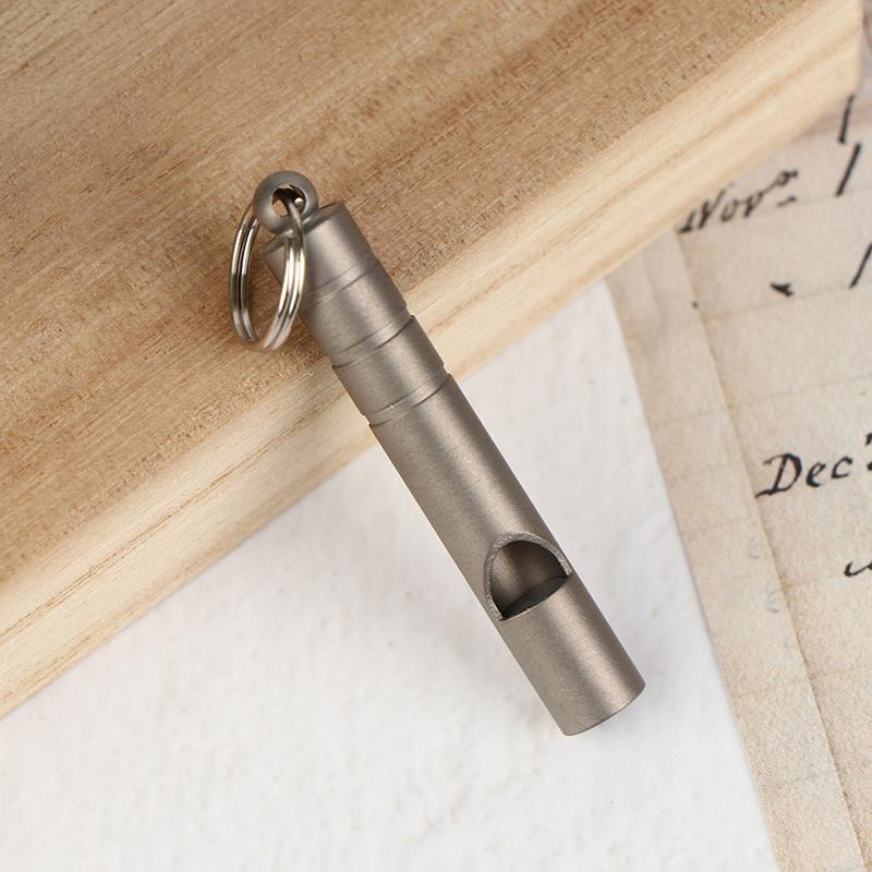 Pure Titanium Emergency Survival Whistle With Lanyard Portable Loud Outdoor Whistle For Camping Hiking Adventure Rescue Tool
