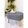 Hornbeam Wooden Leg Oval Pouf Bench Crowbar Pattern