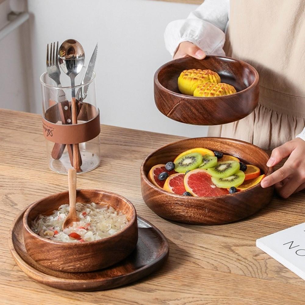 Walnut Snack Bowl Solid Wood Wooden Serving Tray Vintage Fruit Bowl Home Kitchen Utensils