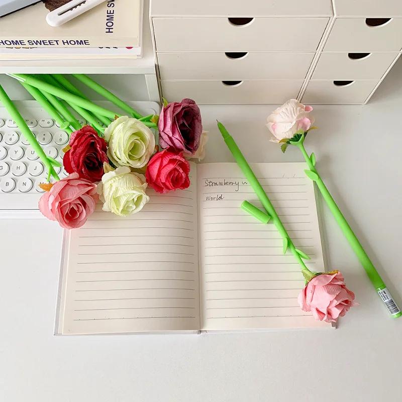 1 Piece Cute Rose Silicone Gel Pen Soft Gel Flower Ballpoint for Journaling Elegant Aesthetic Writing Gift for Teen Girls Student Supply