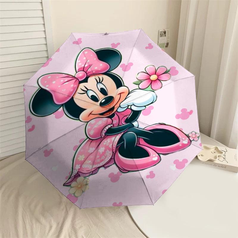 1PC pink minnie mouse Automatic Open/Close Umbrella with Windproof, 8-Rib Sturdy Canopy, Durable Ribs, Fashionable Design, Outdoor Accessory, Fun Prin
