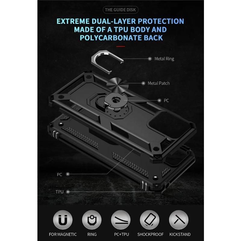 Shockproof Armor Bumper Phone Case For Motorola Moto G14 G54 G22 G52 G82 Magnet Metal Ring Stand Holder Back Cover