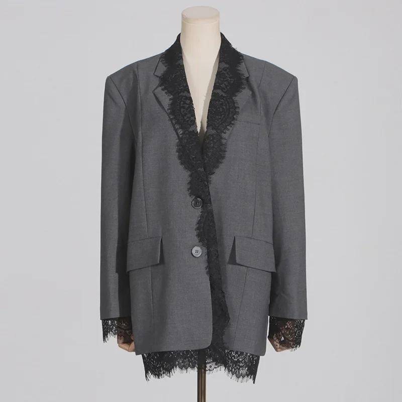 Элегантный женский пиджак с кружевной отделкой - Коллекция Весна 2025
