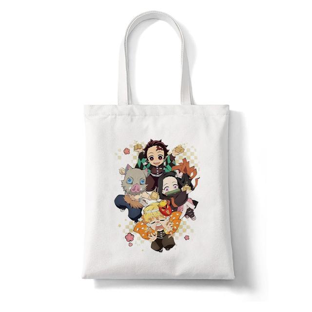 Demon Slayer Япония Аниме Kimetsu No Yaiba Kamado Tanjirou Сумки через плечо Сумка для покупок Большая вместительная женская холщовая сумка