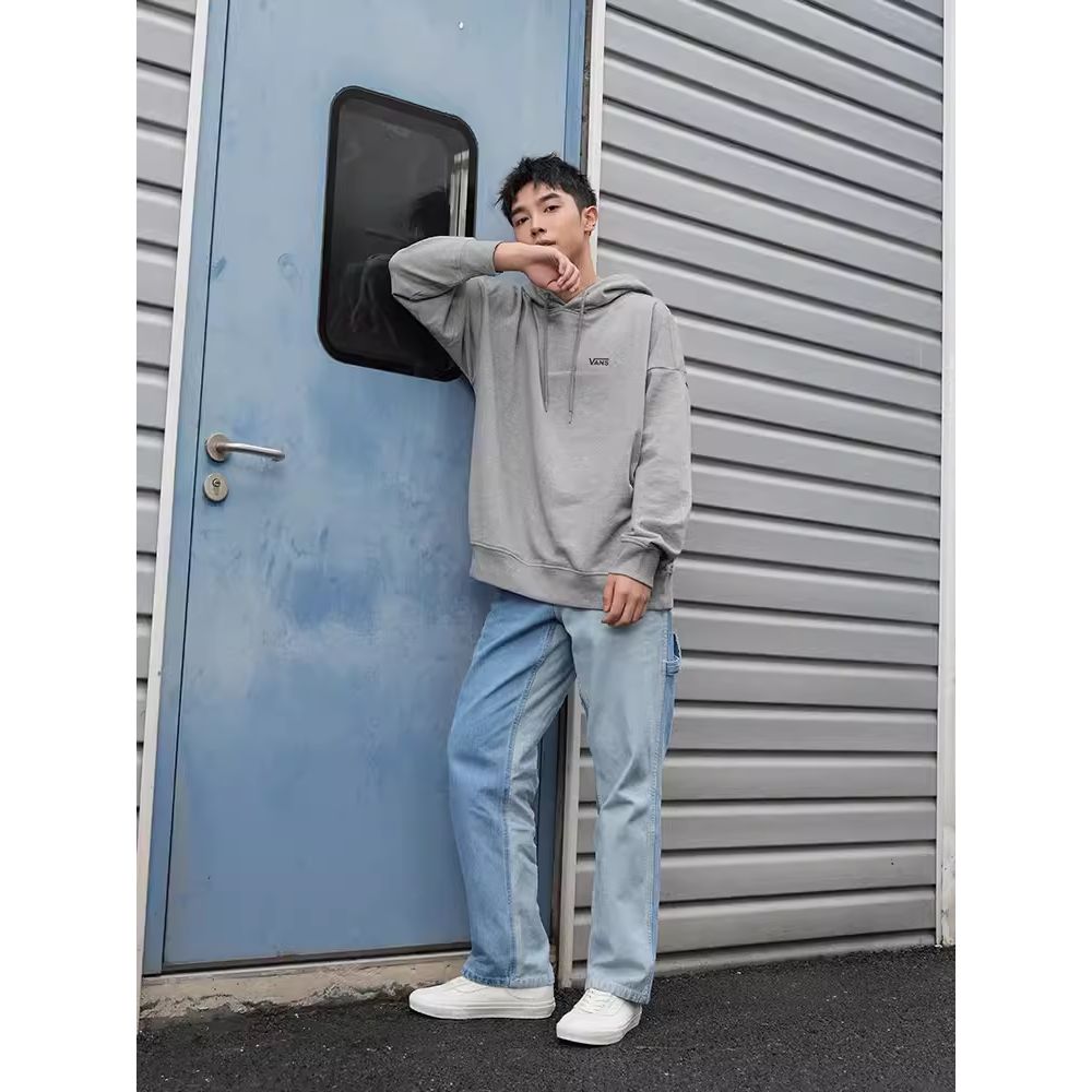 Vans Letter Print Loose Hoodie Unisex Hoodies Gray VN000H0THTG