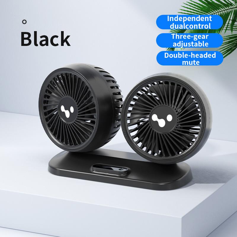 LEIBOO Car USB Fan Dual Head Cooling Air Fan Independent Switch 3-Speed 360 Degree Adjustable Auto Fan Car Electrical Appliances