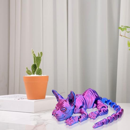 3D-печатная фигурка лысого кота с подвижными суставами Фигурка кошки-сфинкса с шарнирным соединением