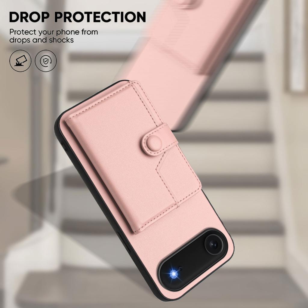 For iPhone Air Case RFID Blocking Card Holder Kickstand TPU+PU Leather Phone Back Cover