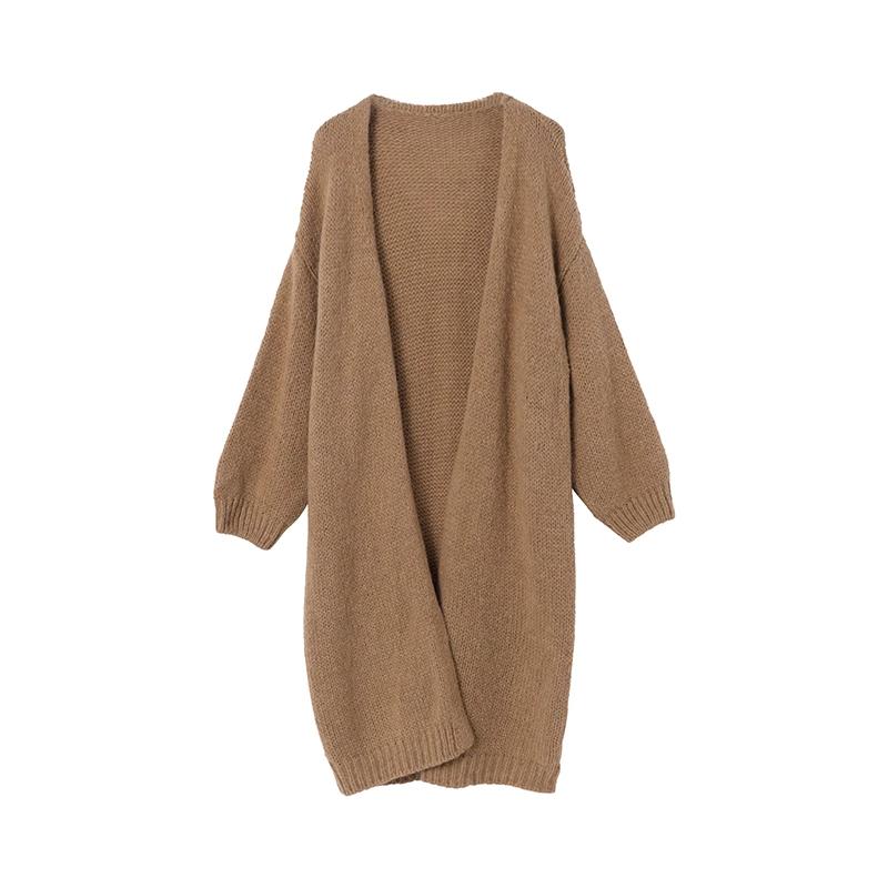Maslan Spring and Autumn High Fashion Lazy Style External Matching Solid Color Medium Long Sleeve Cardigan Knitted Shirt