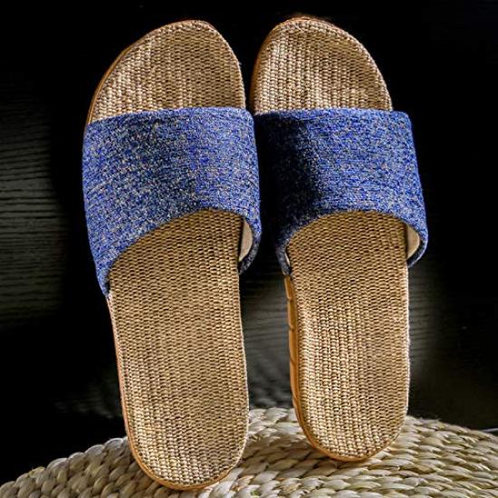VILAU Room Linen Indoor Sizes Shoes, Slippers, Spring/Summer Sandals, Lightweight, Blue, 44-45