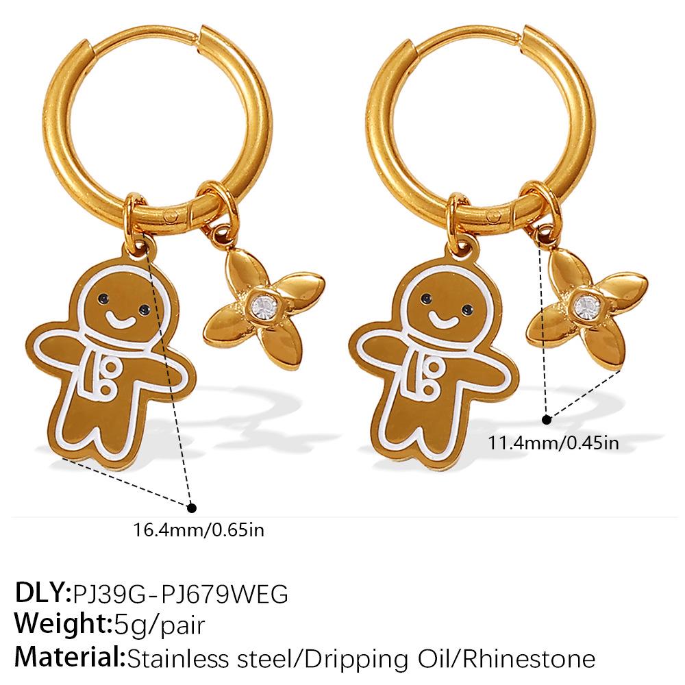 18K Gold Plated DIY Gingerbread Man Earrings - Festive Christmas Collection