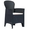 3 Piece Bistro Set Grey Plastic Wicker Style