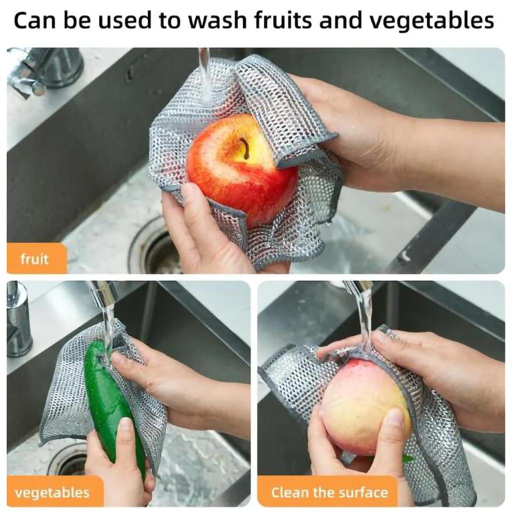 12/1 шт. Волшебная салфетка для уборки, утолщенная двухсторонняя металлическая проволочная тряпка для мытья посуды, кухонные полотенца для мытья посуды, чистящие инструменты