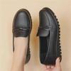 "Spring Low-Top Solid Color Round Toe Daily Loafers: Waterproof & Oil-Proof Soft Leather Shoes for Women’s Comfort"