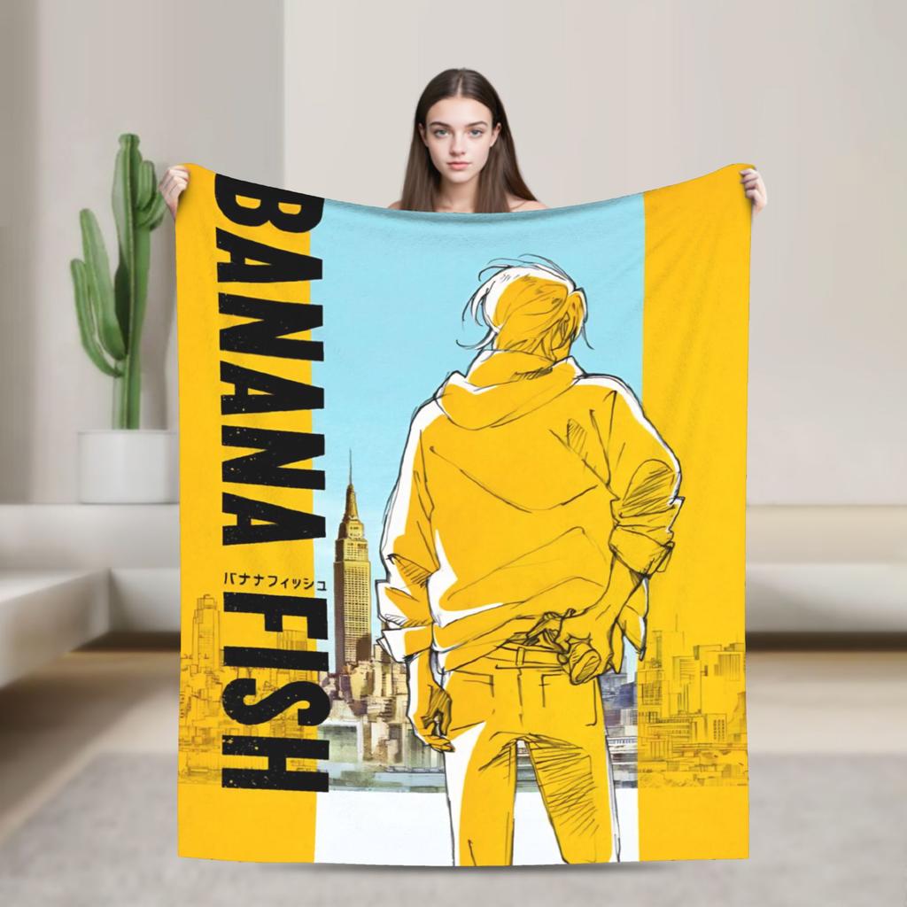 Banana Fish Anime Throw Blanket for Couch  Soft Fuzzy Plush Blanket 50x60 Inch Multiple Sizes Bedspreads for All Seasons