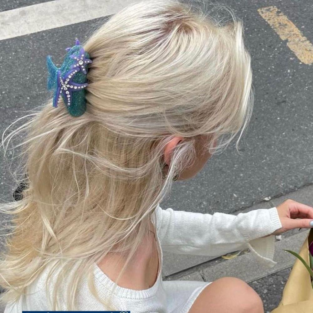 Acetic Acid Starfish Hair Grab Clip Korean Style Large Shark Clip Sweet Acetate Hair Claw  Daily