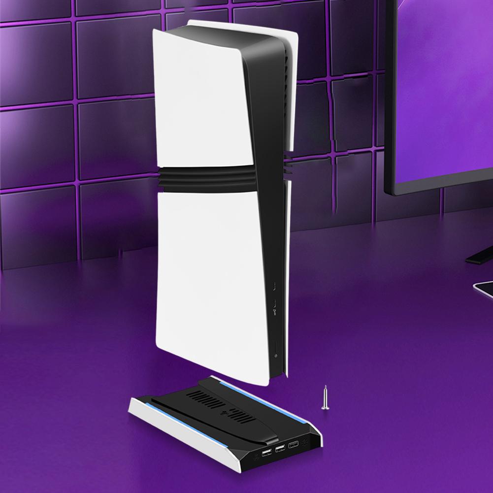 Вертикальная охлаждающая подставка RGB для PS 5 Slim/PS 5 Pro с 8 режимами подсветки и 3-скоростным вентилятором.