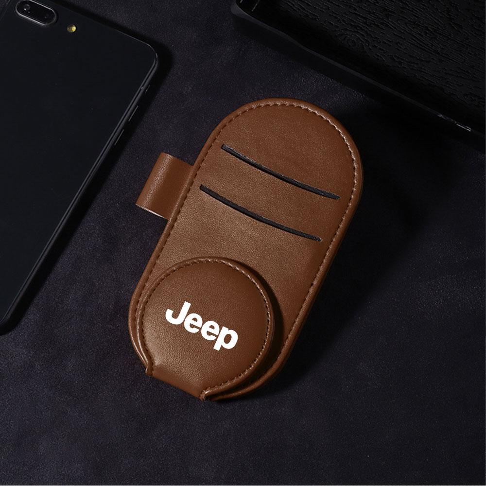 AIY5 Car Sun Visor Glasses Clip Sunglasses Organizer Key Card Holder For JEEP Wrangler Renegade Grand Cherokee Liberty JK Accessories