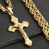 Orthodox Cross Pendant Necklaces for Men Stainless Steel Catholic Jesus Necklace  Silver Color Byzantine Chains Male Jewelry