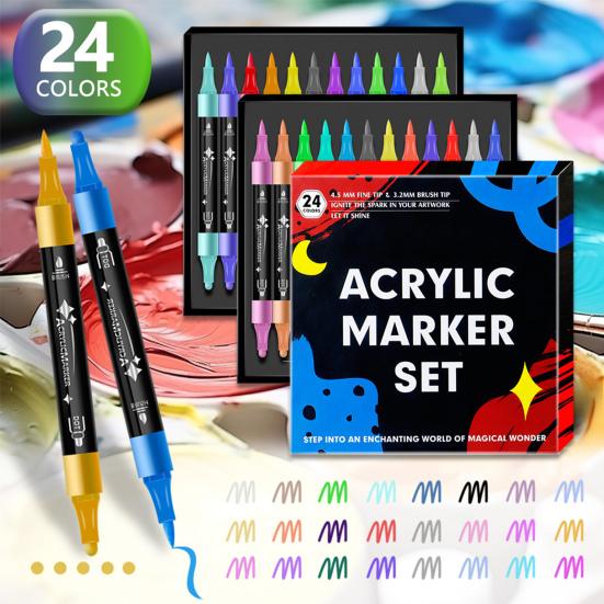 12/24/36Pcs Double Line Outline Marker Pen Set Waterproof Metallic Art Pens Brilliant Colors Graffiti Highlighter Pens