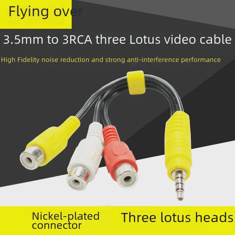 Кабель-адаптер AV 3,5 мм на RCA - 1-на-3 красный, белый, желтый гнездовой разъем