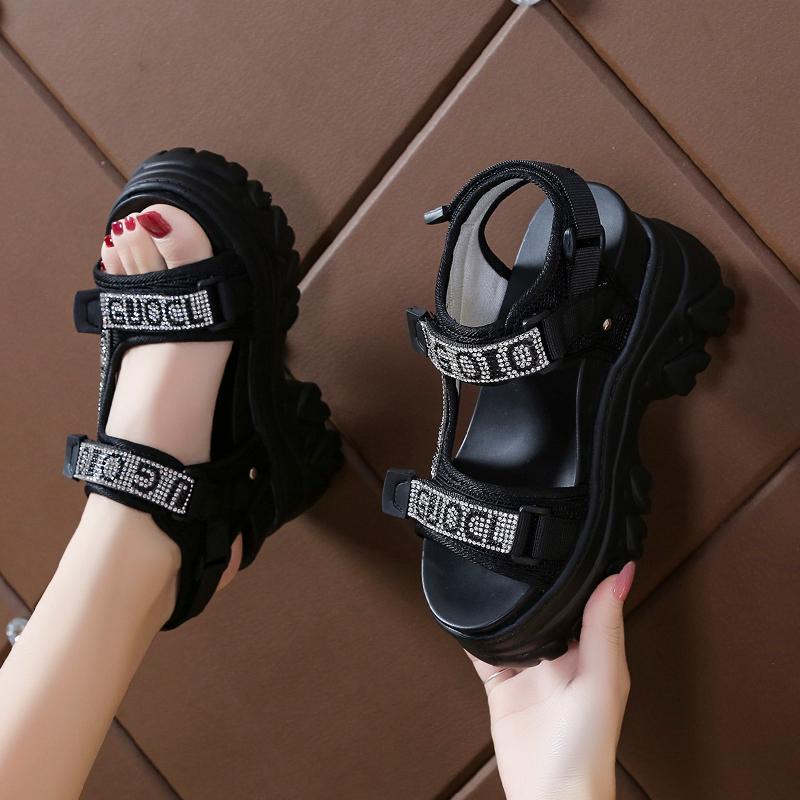 Модные женские босоножки на танкетке и платформе, летние пляжные, противоскользящие, дизайнерские туфли на высоком каблуке, сексуальные сандалии для ходьбы, модные Sandalias De Mujer