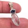 Натуральный аквамарин, кианит, драгоценный камень, кулон из серебра 925 пробы, 3,18 см t1u21