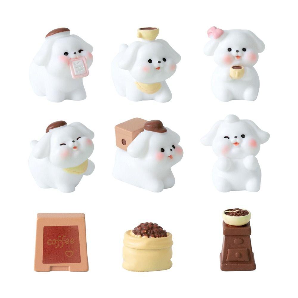 Car Ornament Dog Doll Dog Coffee Shop Mini Animals Figurine New Miniature Figurines