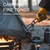 Carbon Steel Charcoal Tongs Outdoor Camping Fire Poker with Leather Cover Bonfire Firewood Clip Anti-Scald Long Handle BBQ Tool