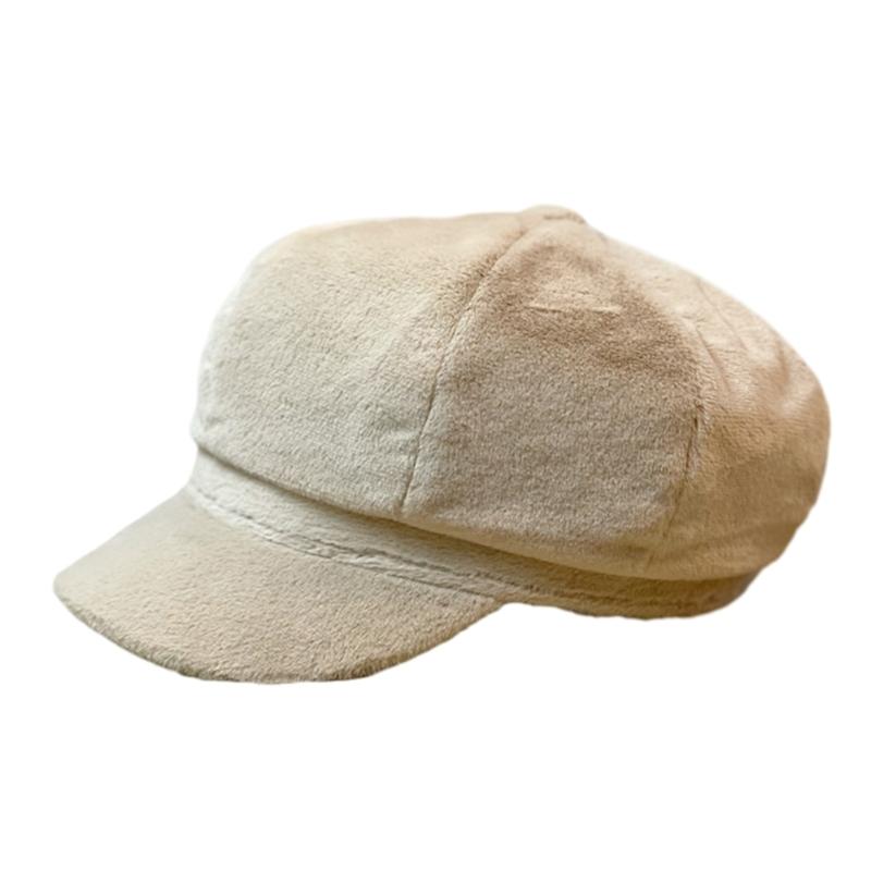 Популярный плюшевый берет для женщин, пушистая восьмиугольная кепка из искусственного меха, кепка водителя, милая кепка Shelby для зимы и осени