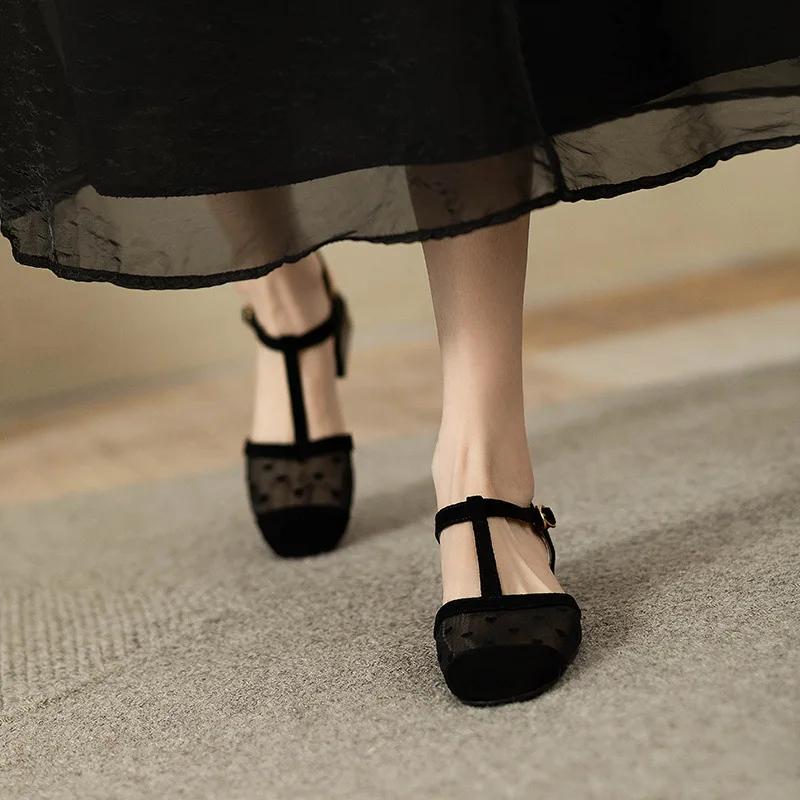 Женские летние сандалии Роскошные элегантные босоножки для женщин Тенденции 2024 года Удобные сетчатые босоножки на низком каблуке для активного отдыха