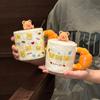 Cute Little Bear Mug with Lid Spoon High Looking Girl Dormitory Drinking Water Cup Ceramic Office Coffee Cup