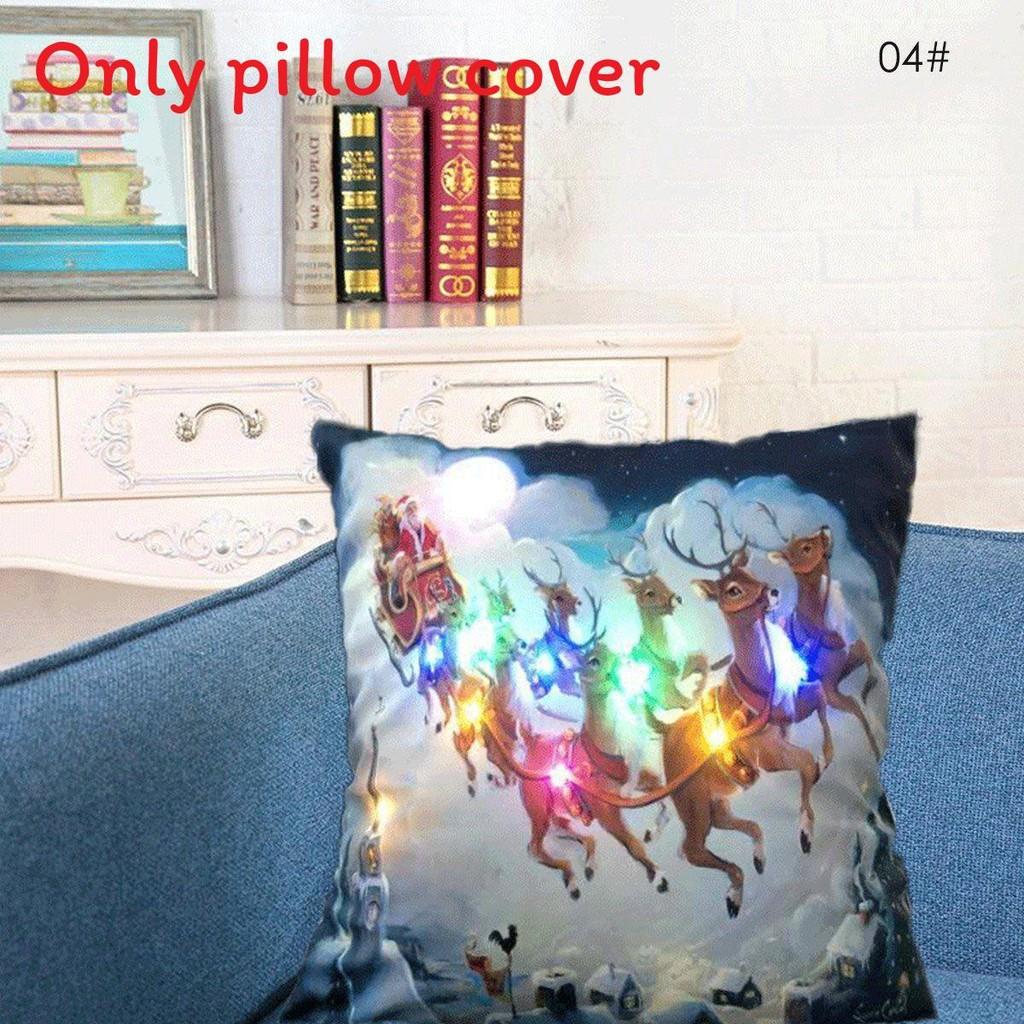 Led Vintage Cotton Linen Pillow Case With Color Changing Lights For Sofa And Couch Decor