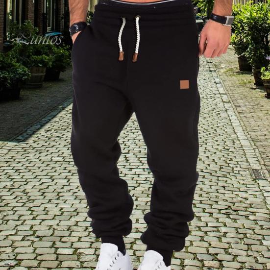 Мужские спортивные брюки на шнурке с эластичной резинкой на талии, однотонные карманы, мягкие дышащие эластичные мужские брюки с ремешками на щиколотке для бега в тренажерном зале
