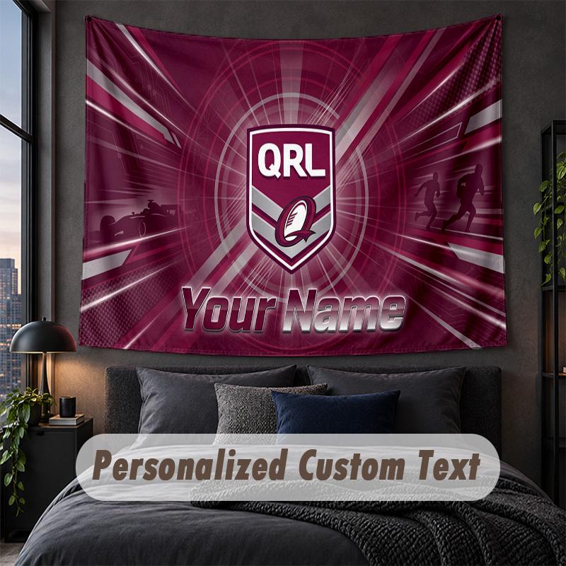 Custom Name Text Tapestry,Queensland Maroons Decorative Wall Hanging, Background Tapestry For Home Bedroom
