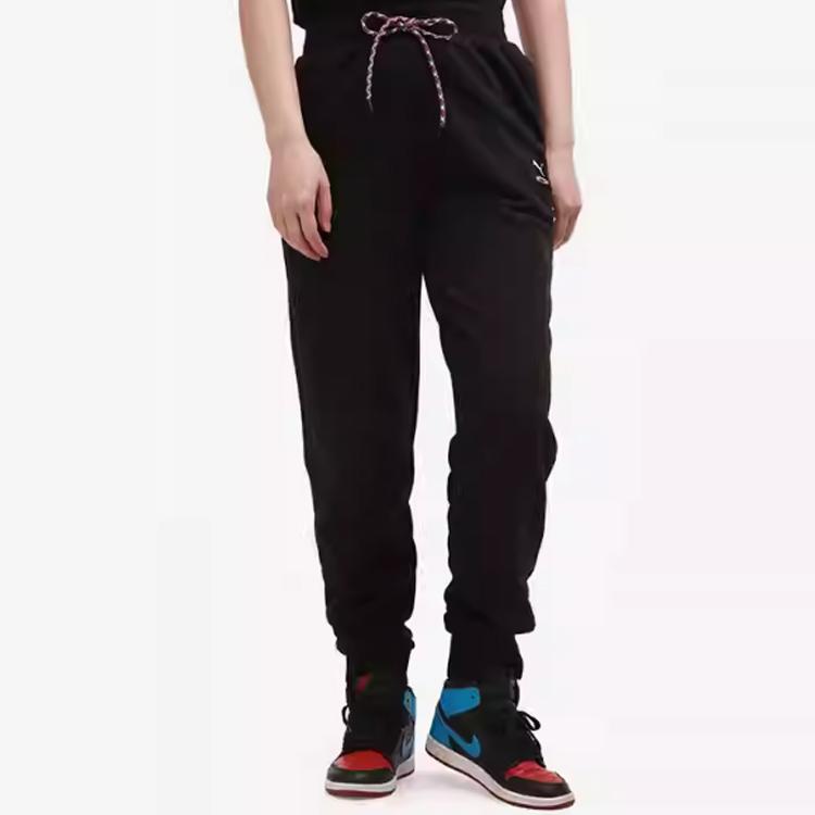 Puma Tapered Fit Knit Joggers With Patch Drawstring Women Bottoms Black 531355-01