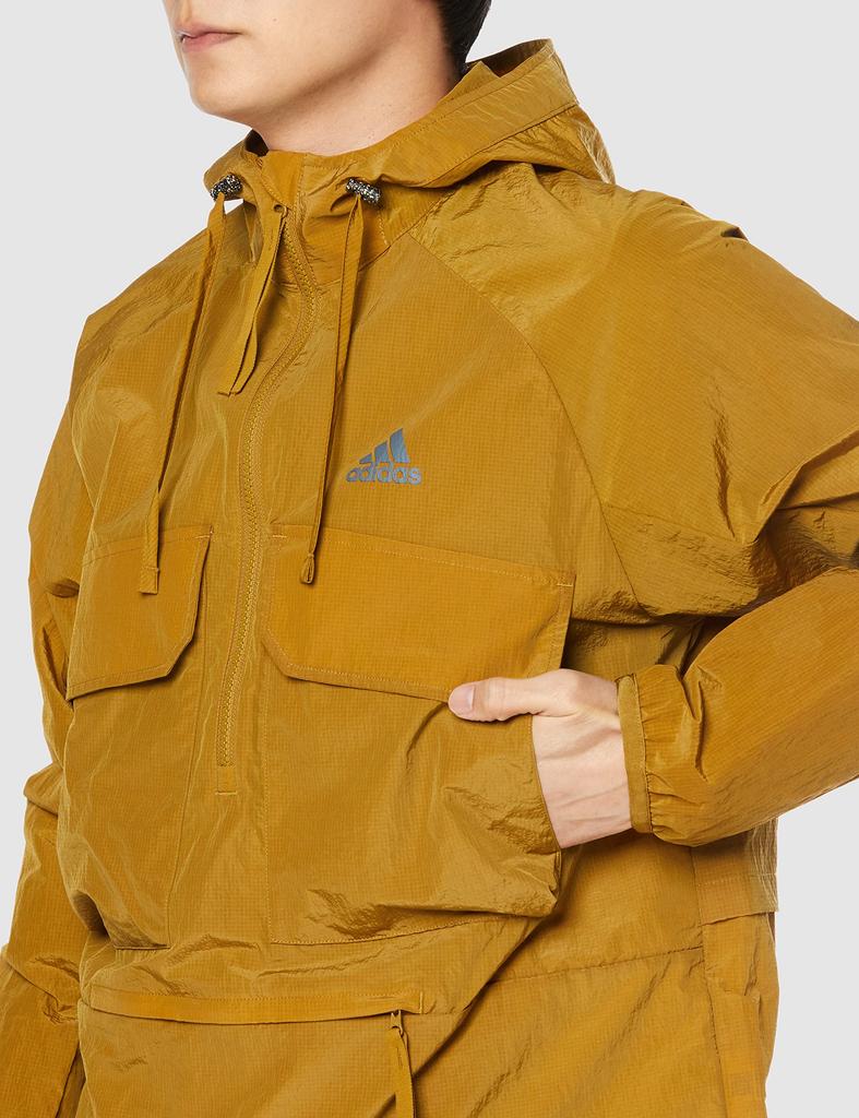 Куртка-анорак Adidas City Escape свободного кроя из рипстопа, цвет бронзовый страта, размер L, на молнии до середины. (BXF62), Мужской (IA9402),