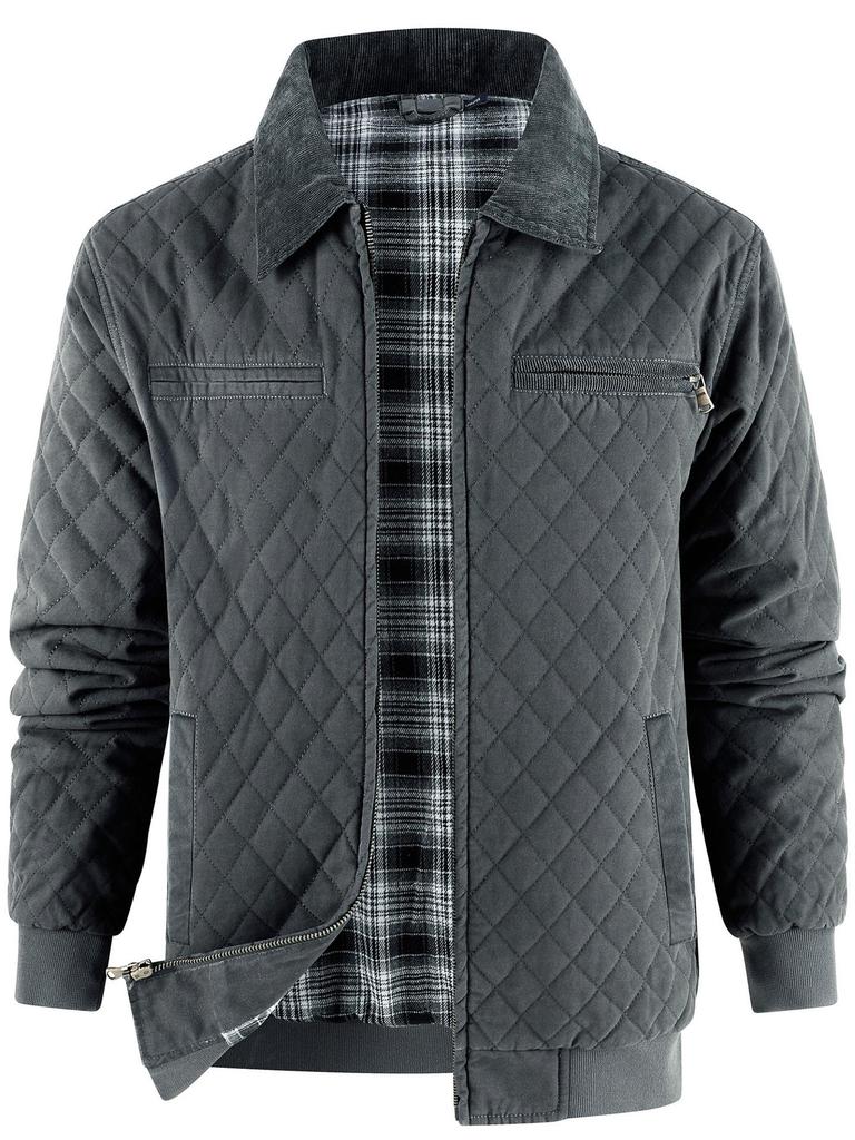 Мужская стеганая куртка из хлопкового холста, американского размера, утепленная теплой фланелью