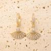 1 Pair Simple Sector Zirconia Dangle Earrings for Women Golden Earring Jewelry Wedding Party Accessories
