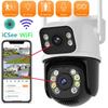 8MP PTZ Camera 2.4GHZ Wifi Camera Dual Lens Dual Screen Ai Human Detect Auto Tracking Wireless Outdoor Surveillance Camera iCSee