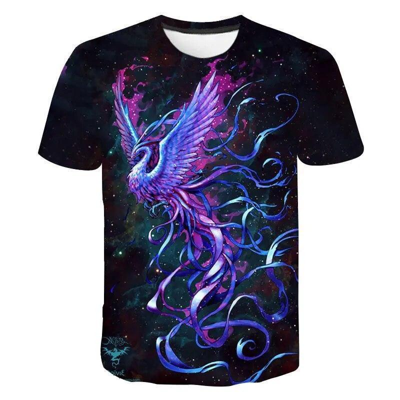 Smokey Bird Pattern Men's T-shirt Summer Fashion Cool Style Graphic Tee Interesting 3D Print Short Sleeve T-shirts Clothing
