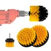 Набор из 4 желтых щеток-насадок для электродрели для чистки кухни, ванной комнаты, стекол и автомобиля