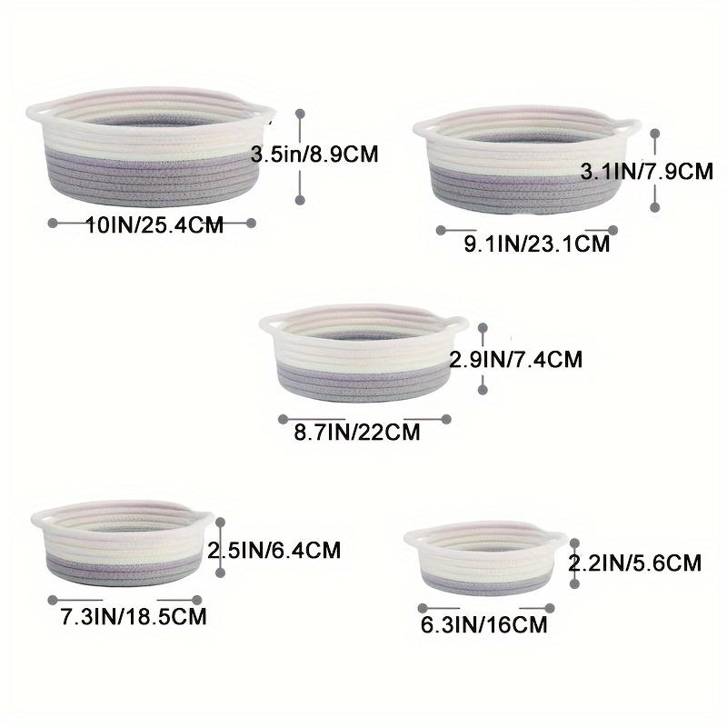 5pcs Set of Circular Small Baskets,hand Woven Baskets,toy Storage Baskets, Fruits,remote Controls,bathroom,table, Key Baskets