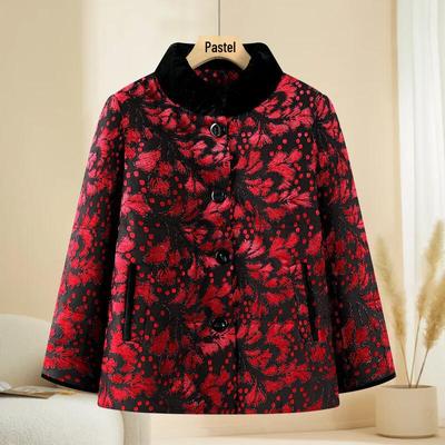 Женская зимняя куртка Paset с цветочным принтом, воротником-стойкой и утеплителем